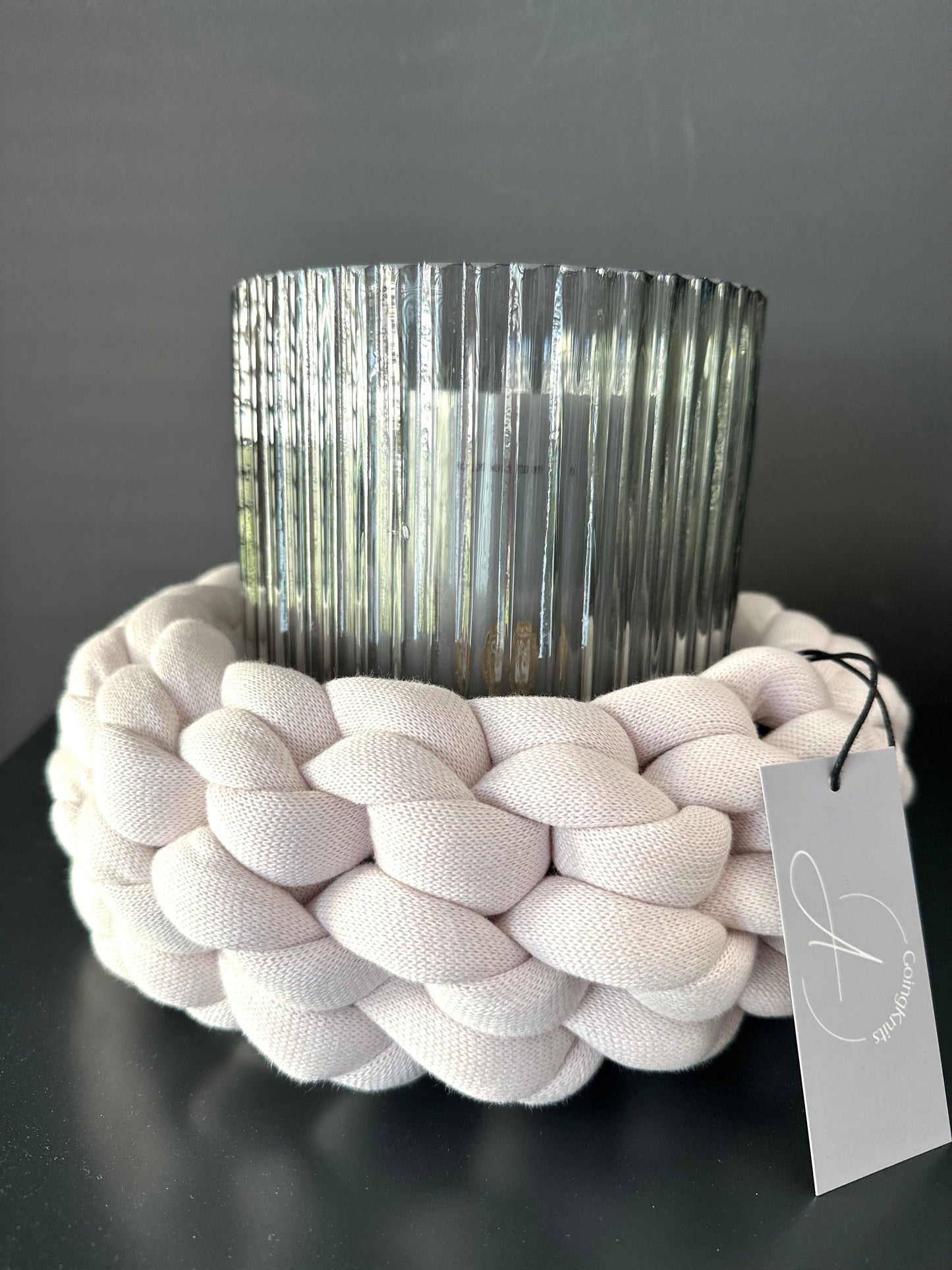 Exklusives Windlicht / Vase in Grau